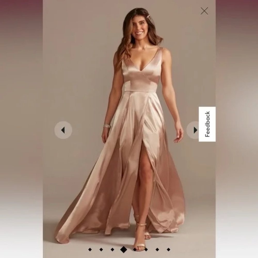 Galina Signature David’s Bridal in Sand Dress rose gold gown maxi dress